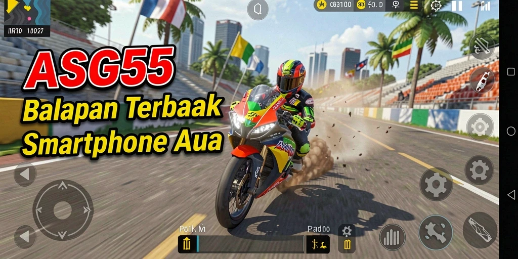 Tampilan gameplay balapan motor yang mendebarkan dalam ASG55.