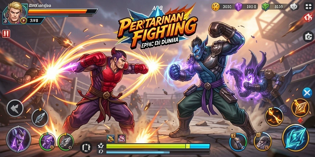 Tangkapan layar AW8 menampilkan pertarungan seru dengan karakter yang dinamis.