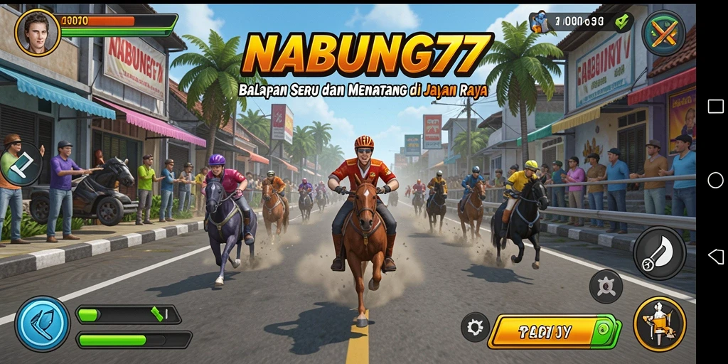 Screenshot dari gameplay Racing NABUNG77 yang mendebarkan.