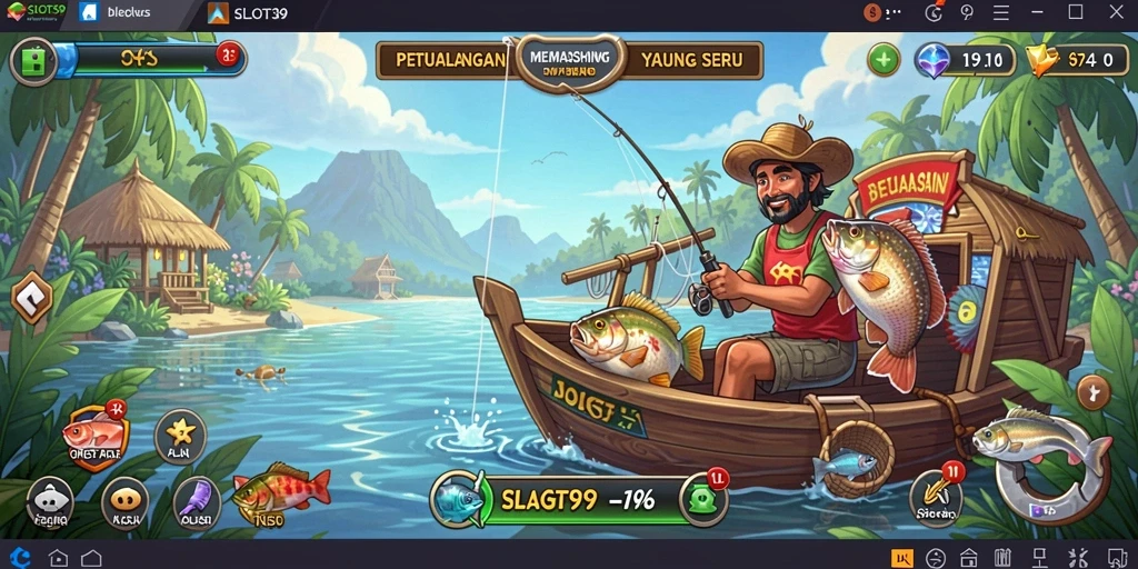 Tampilan gameplay menegangkan dengan aktivitas memancing yang seru.